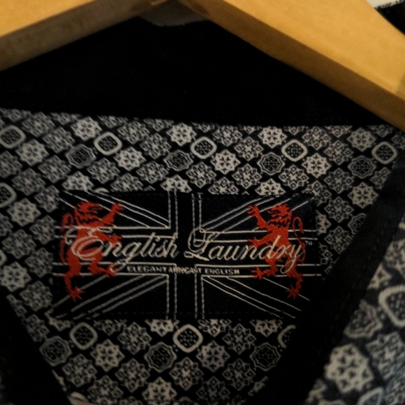 English Laundry Shirt Mens 2XL Blue geometric Soft Cotton Long Sleeve NWOT - Picture 5 of 10